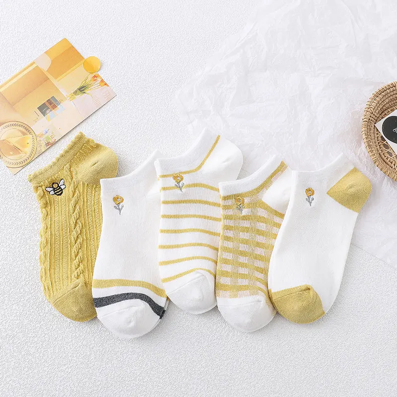 5 парт/лот летние женские носки с мультяшными животными тонкие вышитые тигровые