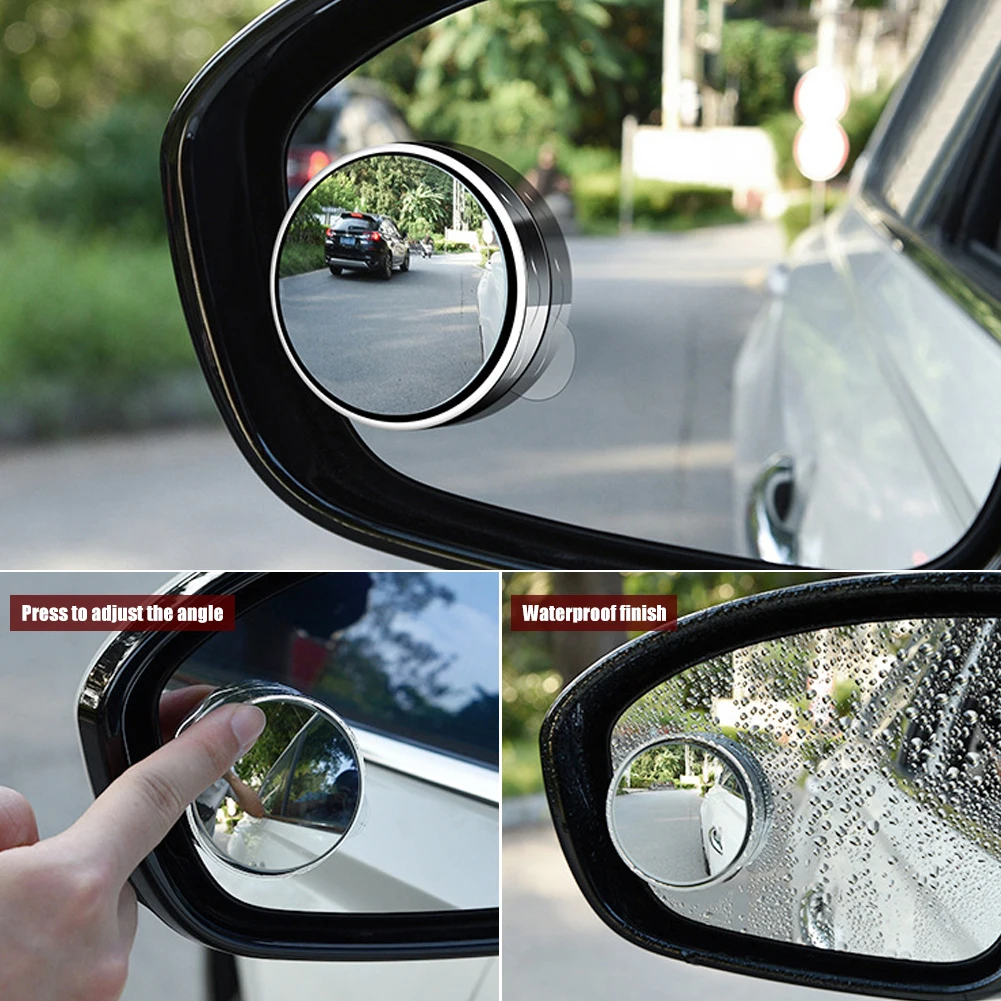 

2Pcs Wide Angle Blind Spot Mirror Suction Cup 360 Degree Adjustable Car Rearview Convex Mirror Reverse Parking Auxiliary Mirror