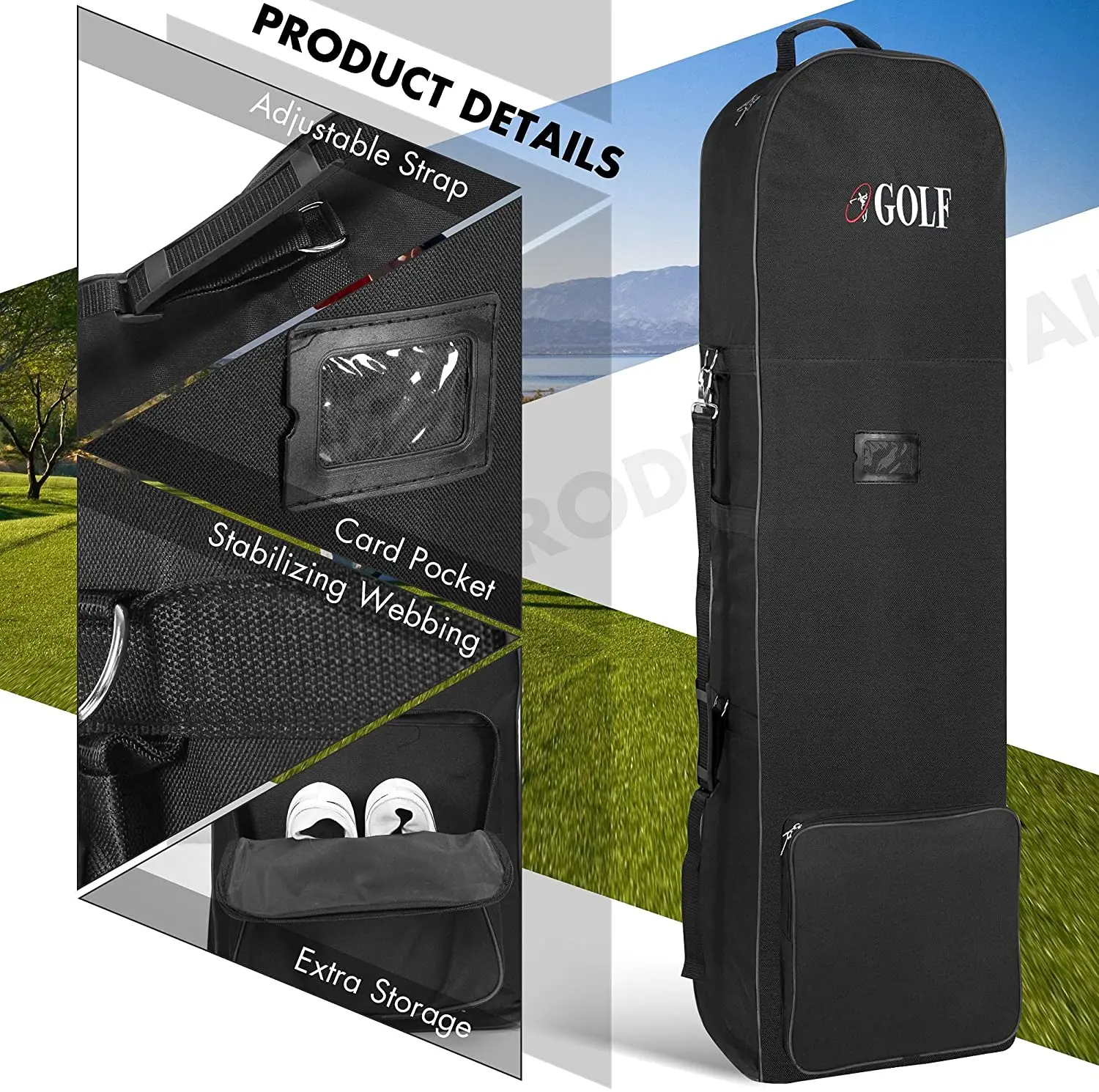Golf Travel Plane Bags With Wheel And Detachable Shoulder Straps Foldable Golf Club Travel Cover for Airlines Golf Aviation Bag