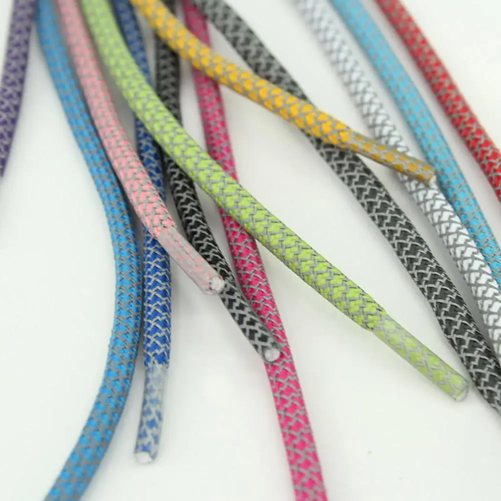 1 Pair New Length 120cm Safe Reflective Rope Laces Round Reflective Shoe Laces Running Shoestring Reflective Shoelaces