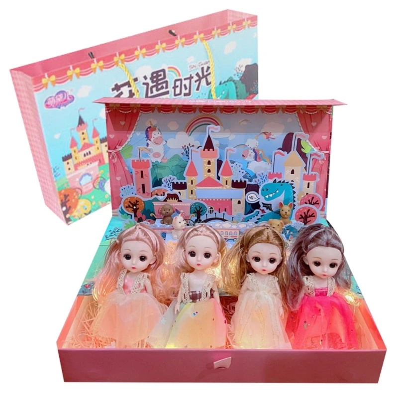 

4Pcs Tiny Plasitc Mini Dolls for Girls DIY Dollhouse Kits with Clothes Decorations Little Re-born Babies Stuff Gift
