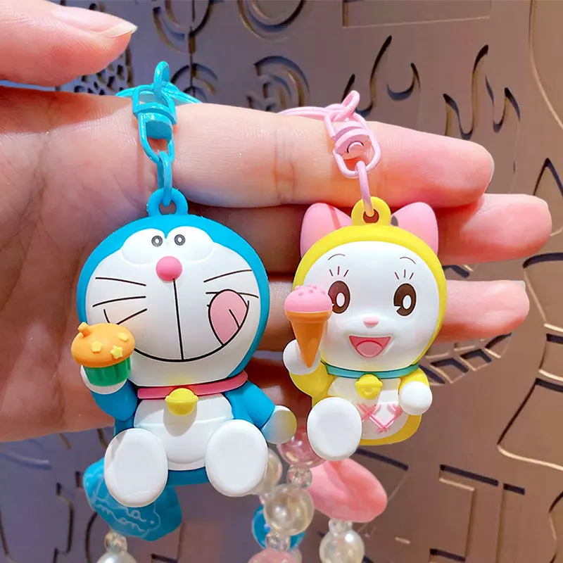 Брелки Doraemon с бусинами милая аниме цепочка для телефона фигурками героев
