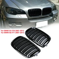 samger auto front kidney grille double slat shiny black bumper grill for bmw x5 f70 x6 f71 2007 2013 51137157687 51137157688