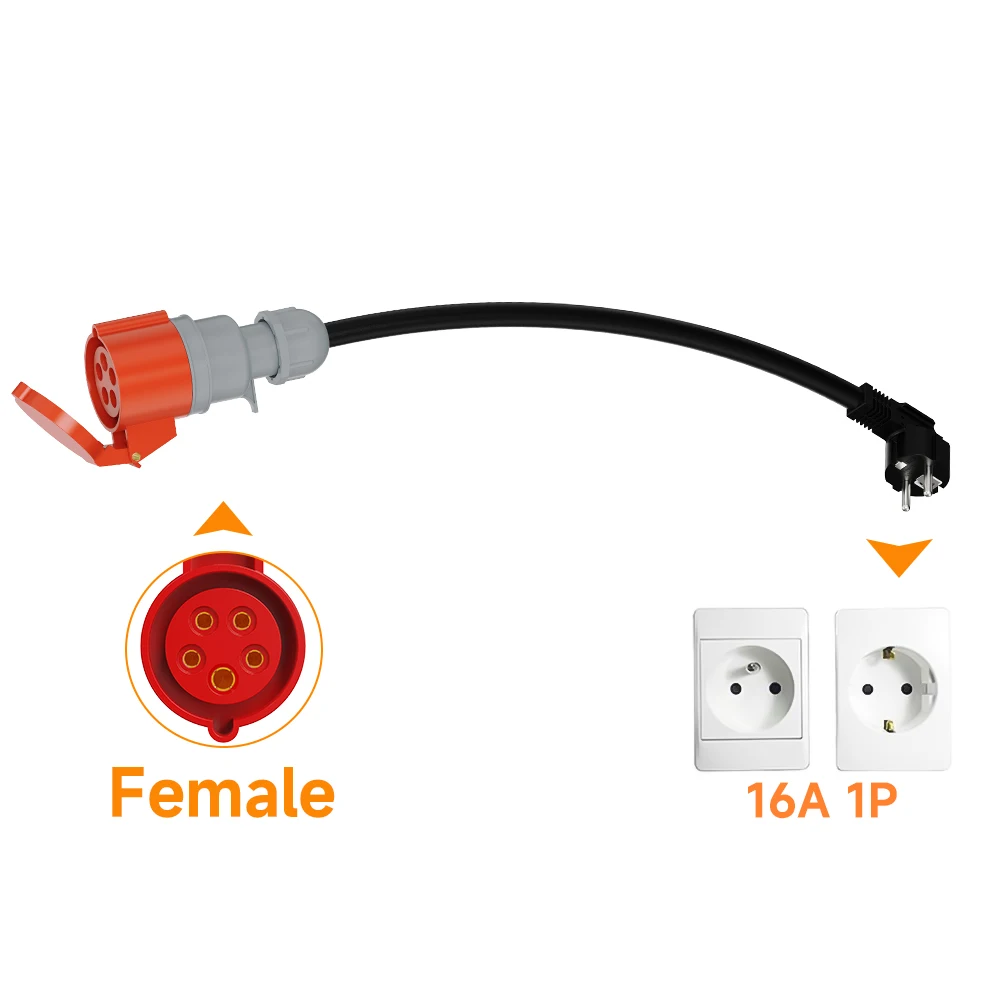 

AFEEV Зарядное устройство для электромобилей CEE Гнездовая вилка 5-контактный красный адаптер CEE для Schuko Настенная розетка Удлинительный кабель Подключение с 3-фазным зарядным устройством 11 кВт 16 А