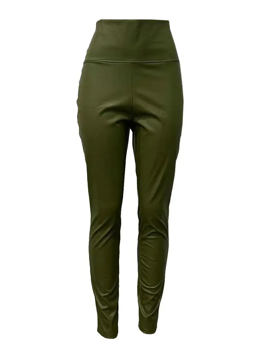 LW узкие брюки из искусственной кожи с высокой талией эластичные базовые