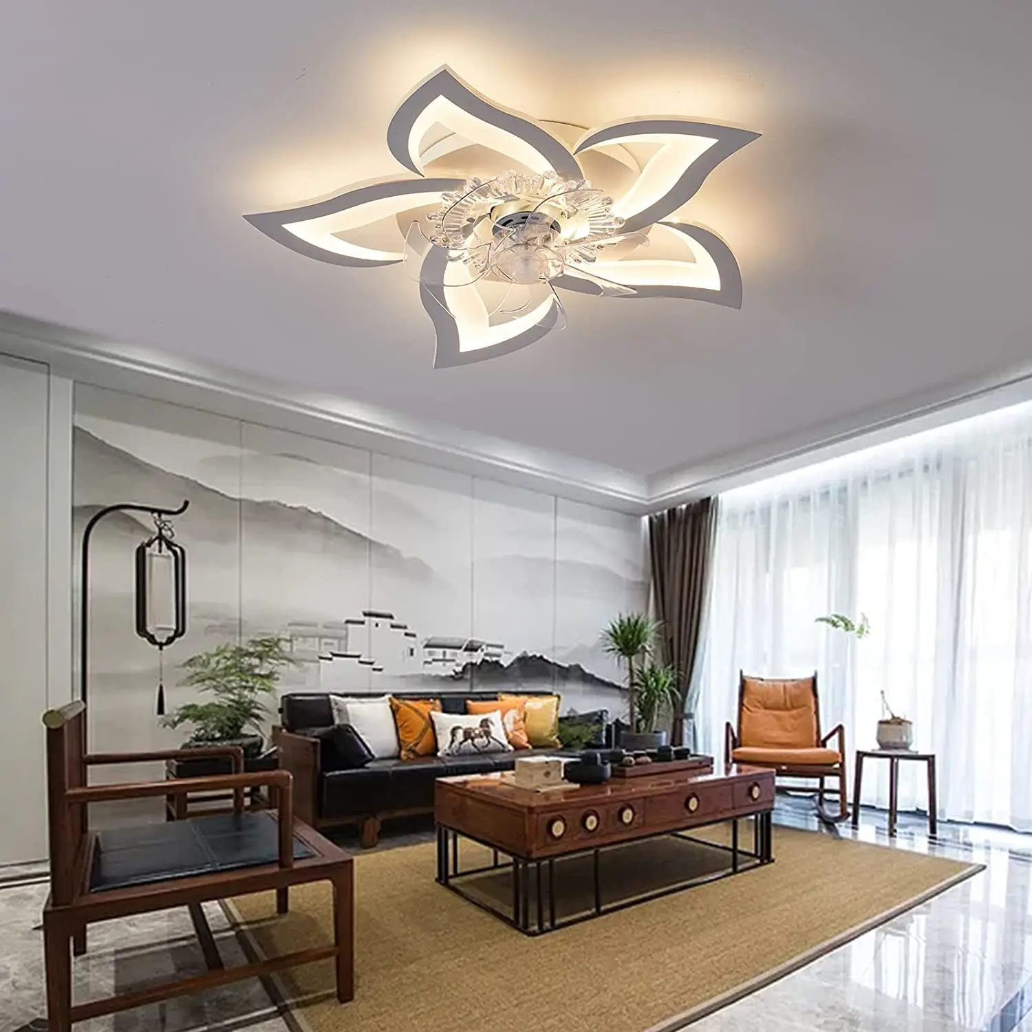 Цена Светодиодный потолочный вентилятор с подсветкой, тисветильник й потолочный светильник с регулируемой яркостью и дистанционным управление...