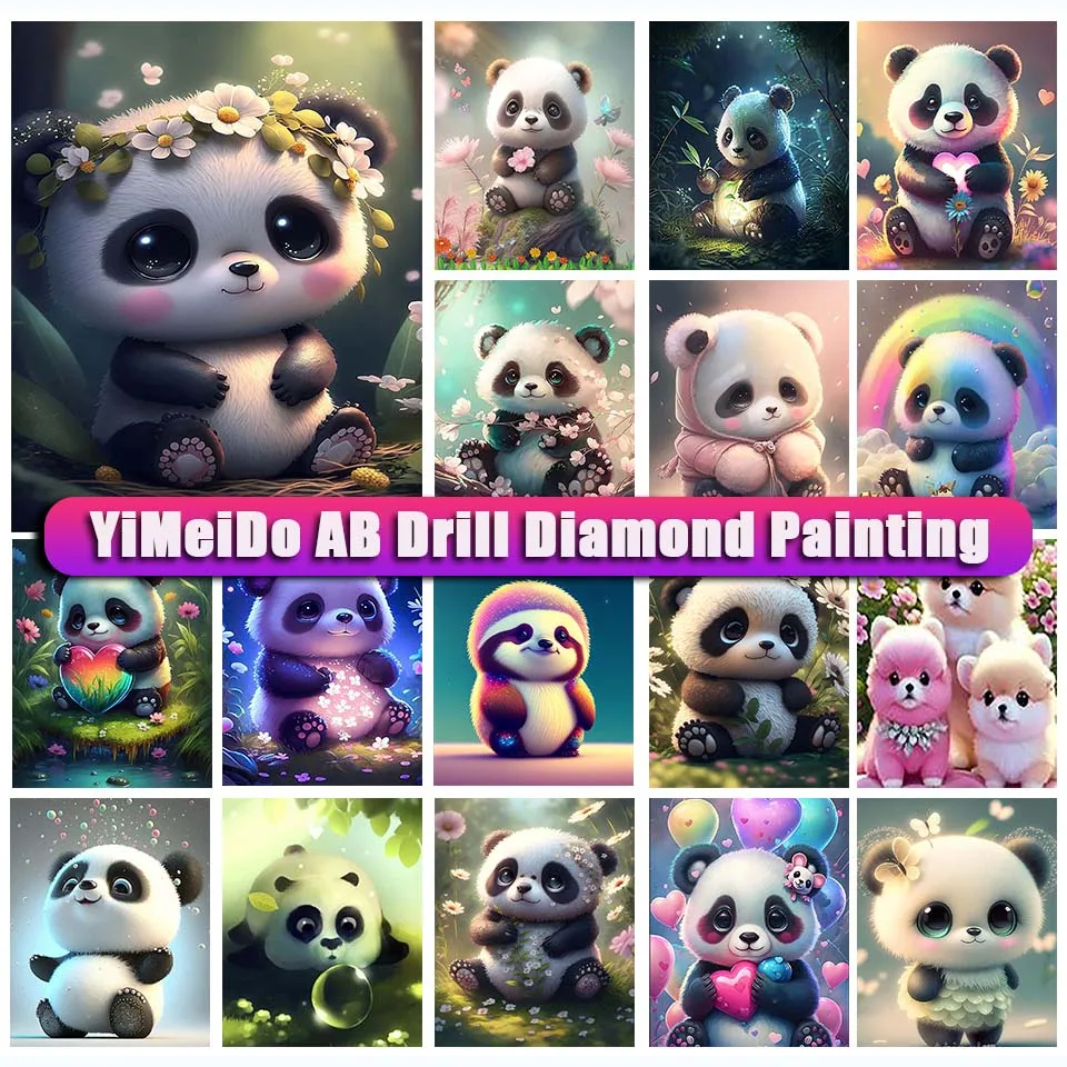 

YiMeido Zipper Bag AB Diamond Painting Animal Panda Picture rhinestone Embroidery 5d Diamond Mosaic Cartoon Cross Stitch Sale