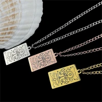 personality stainless steel libra necklace for women men fashion retro square pendant cuban chain constellation necklace present