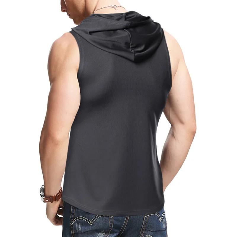 Новинка лета 2021 мужской спортивный жилет для фитнеса без рукавов с капюшоном