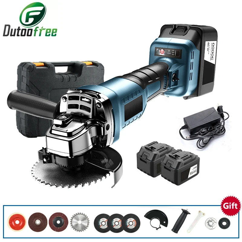 110V/220V Brushless Electric Angle Grinder Grinding Machine Cordless Woodworking Polisher Power Tool With Box Accessories Set