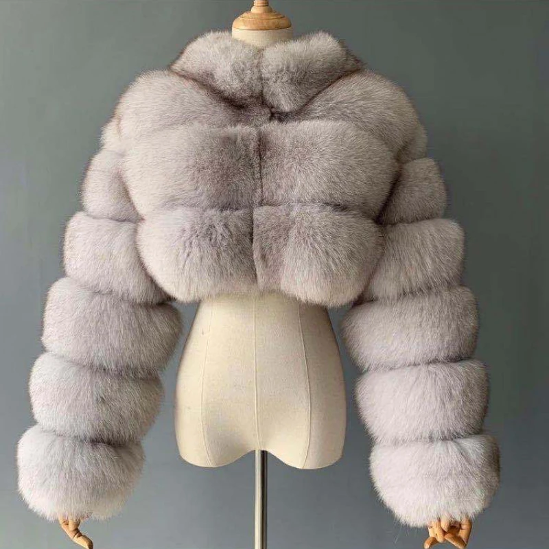 Faux Fur Coat Women's Autumn Winter New Ultra-short Stand-up Collar Fashion Long-sleeved Splicing Coat Wholesale Jacket Women