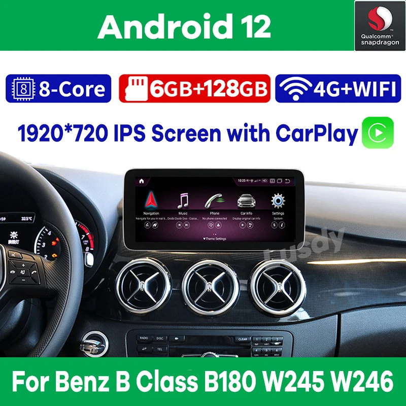 

Android 12 Qualcomm 6G 128G Car Multimedia Player GPS Stereo Radio Video for Mercedes Benz B Class B180 W245 W246 CarPlay Audio