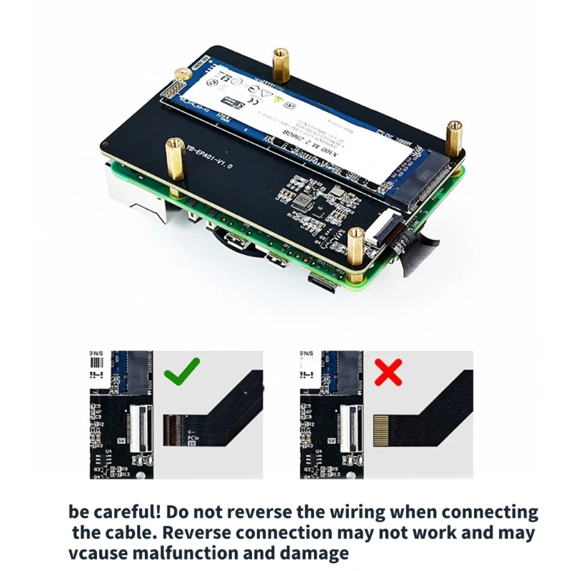 Адаптер PCIe к M.2 NVME плата расширения кабель FPC для RPi 5 поддержка NVMe 2230/2242/2260/2280