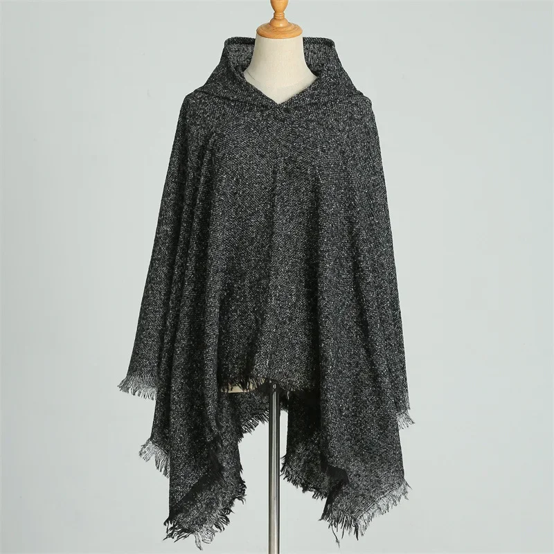 Женская кашемировая накидка с капюшоном цвет в ассортименте