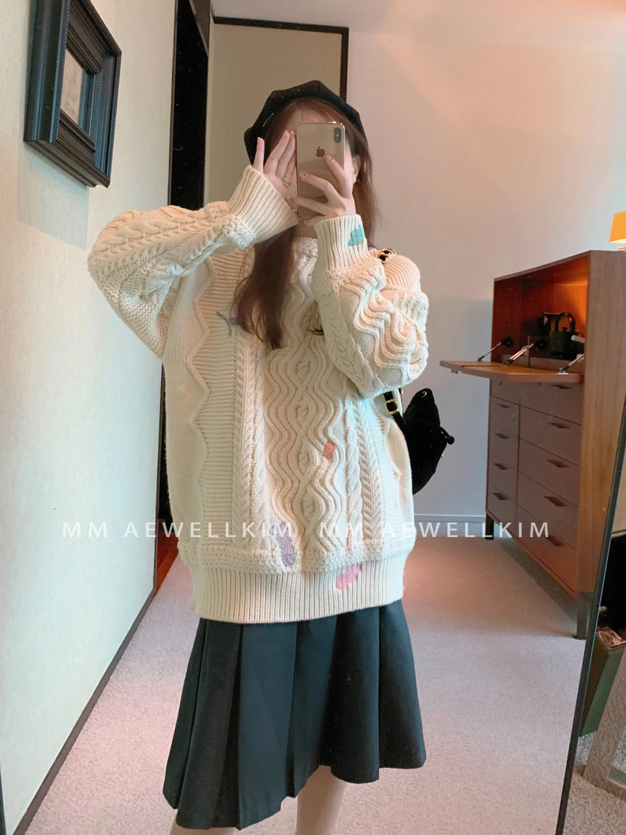 ADER ERROR knitted sweater men's and women's spring and autumn style loose casual lazy wind twist knitted shirt top Unisex style