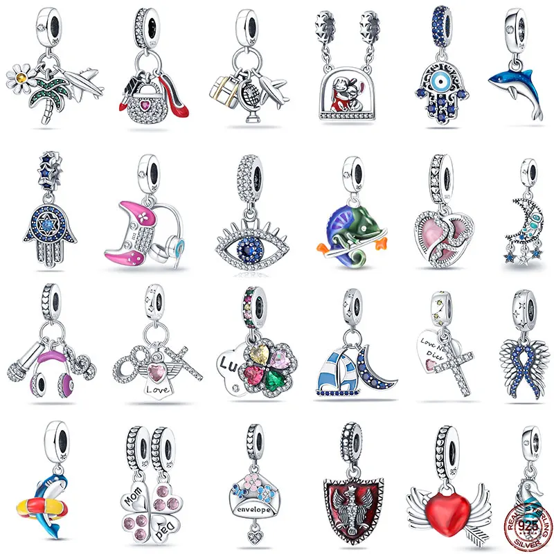 

925 Silver New Travel Trio Animal Heart Pendant for Original Pandora Charm DIY Bracelet Necklace Accessories Women Jewelry