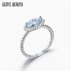 Красота драгоценного камня, искусственное серебряное кольцо с бисером для женщин, Изящные Ювелирные изделия с огранкой маркиза, натуральный небесно-голубой топаз
