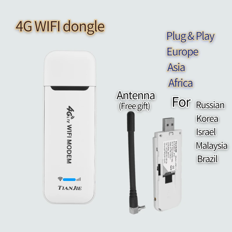 TIANJIE-módem USB de alta velocidad para coche, enrutador WiFi, ranura para tarjeta Micro SD Sim, punto de acceso LTE UMTS GSM, 3G, 4G