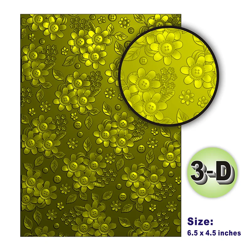 2024 новые современные цветы-6 5X4 5 дюймов 3d рельефная папка-кнопка цветение