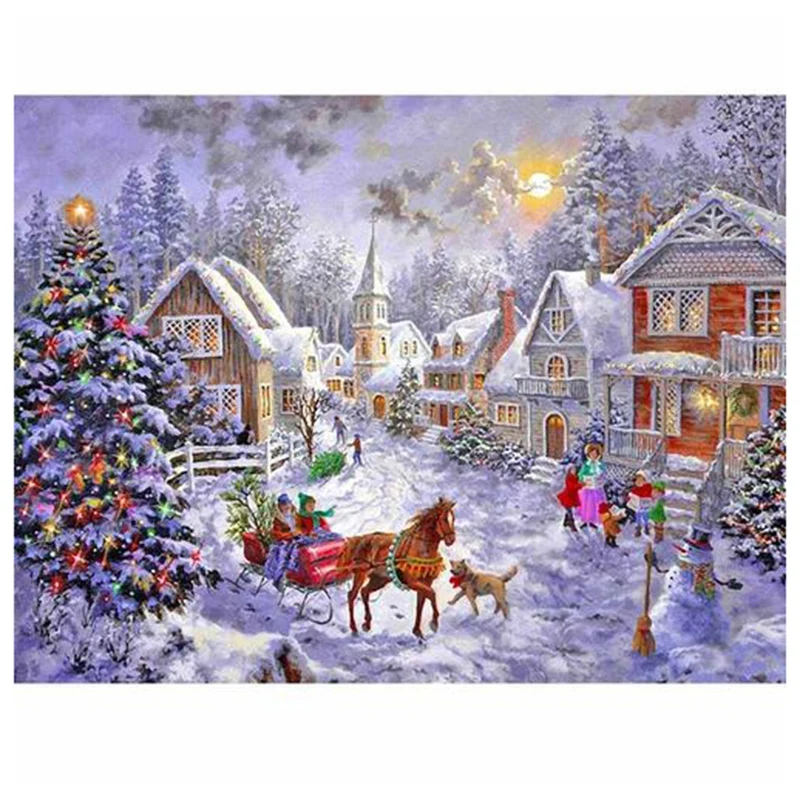 

Алмазная живопись «сделай сам», алмазная вышивка, Круглый Алмаз из смолы, вышивка крестиком, домашний Настенный декор 30 х40 см, Рождественска...