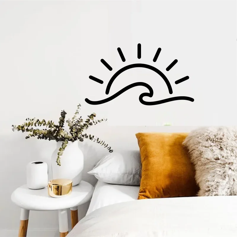 Виниловая наклейка на ноутбук с изображением заката волны солнечного света