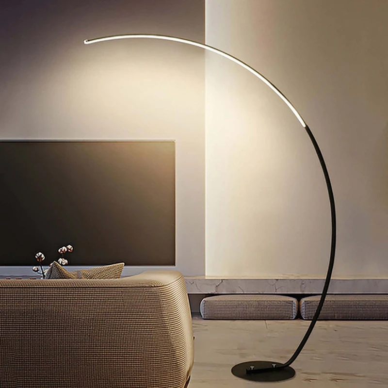 

Floor Lamp Nordic Arc Shape Modern Led Dimmable Remote Control Standing Light For Living Room Bedroom Study Decor Lighting