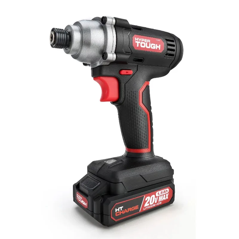 Hyper Tough 20V Max Lithium-Ion Cordless Impact Driver, 1/4 inch Quick Release Chuck with 1.5Ah Lithium-ion Battery & Charger