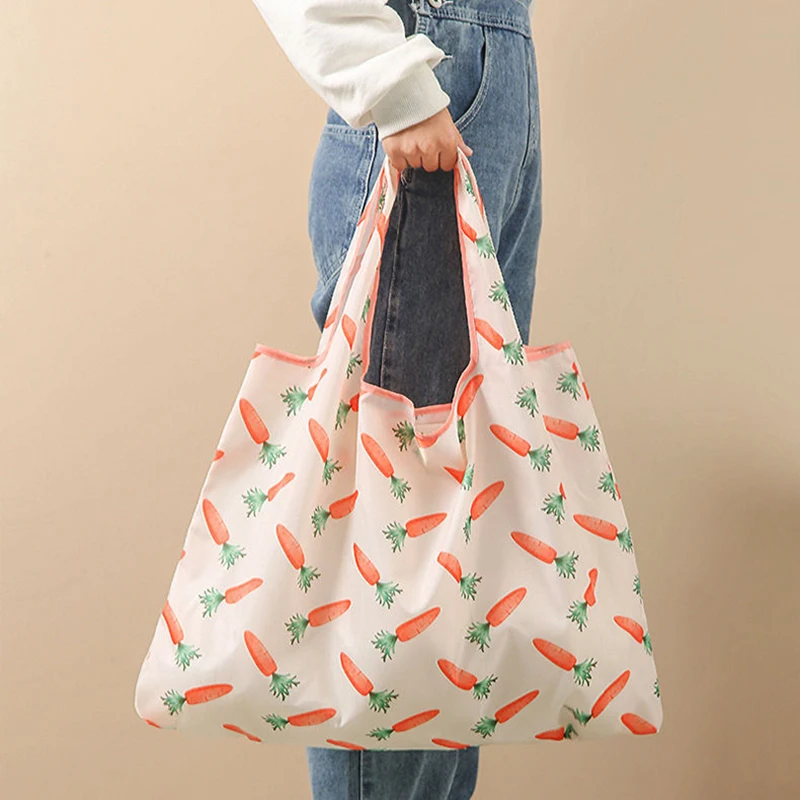 Oxford Portable Shopping Bag Eco Friendly Tote Bag Large Capacity Foldable Fruit Vegetable Storage Bag for Shopping Carring