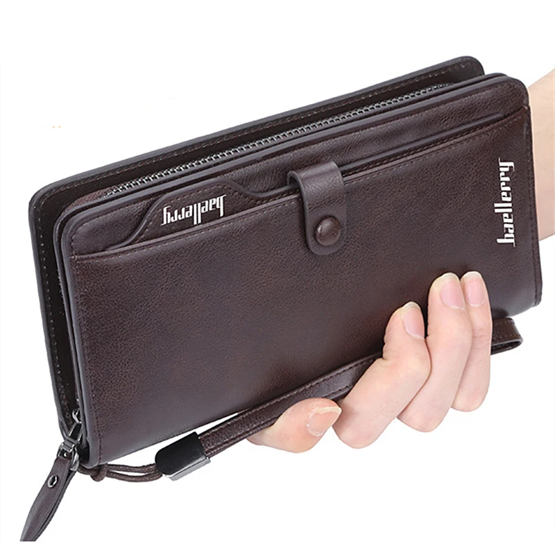 New Arrival Leather Men Wallets Large Capacity Driver License Phone Wallet Casual Long Zipper Male Clutch Coin Purses Carteir