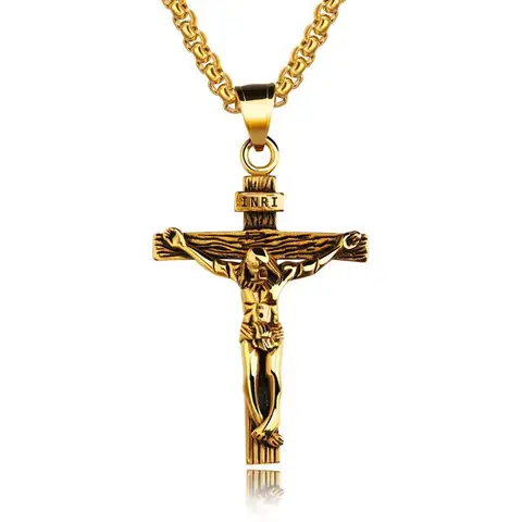 Цепочка с подвеской-крестом для женщин и девушек, ожерелье из 18-каратного золота с кулоном в виде креста, карася