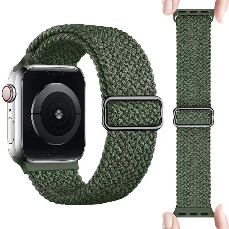 

Nylon braided solo loop For Apple watch 6 5 4 SE 44mm 40mm 42mm 38mm Adjustable elastic strap for iwatch 8 7 45mm 41mm Bracelet