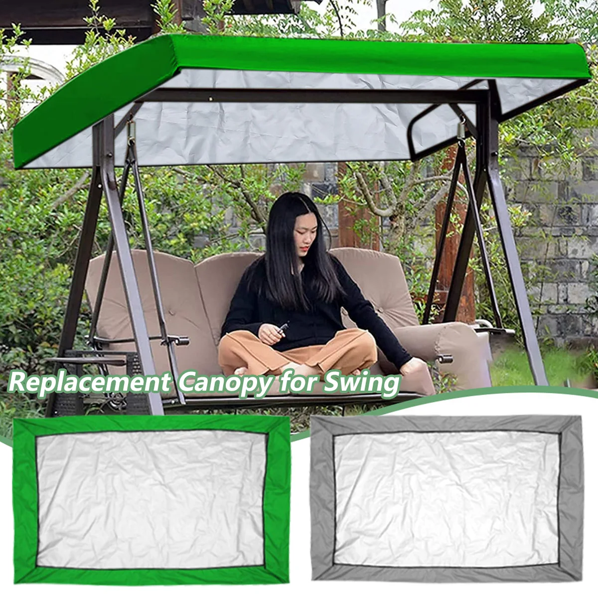 

L Heavy Duty Replacement Canopy for Swing Seat 191x120x18CM Waterproof Swing Chair Replacement Cover Portable and Foldable