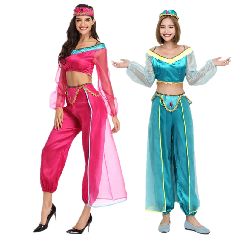 

Halloween Fairy Tale Aladdin Lamp Jasmine Princess Cosplay Costume Carnival Party Arab Belly Dance Fancy Dress