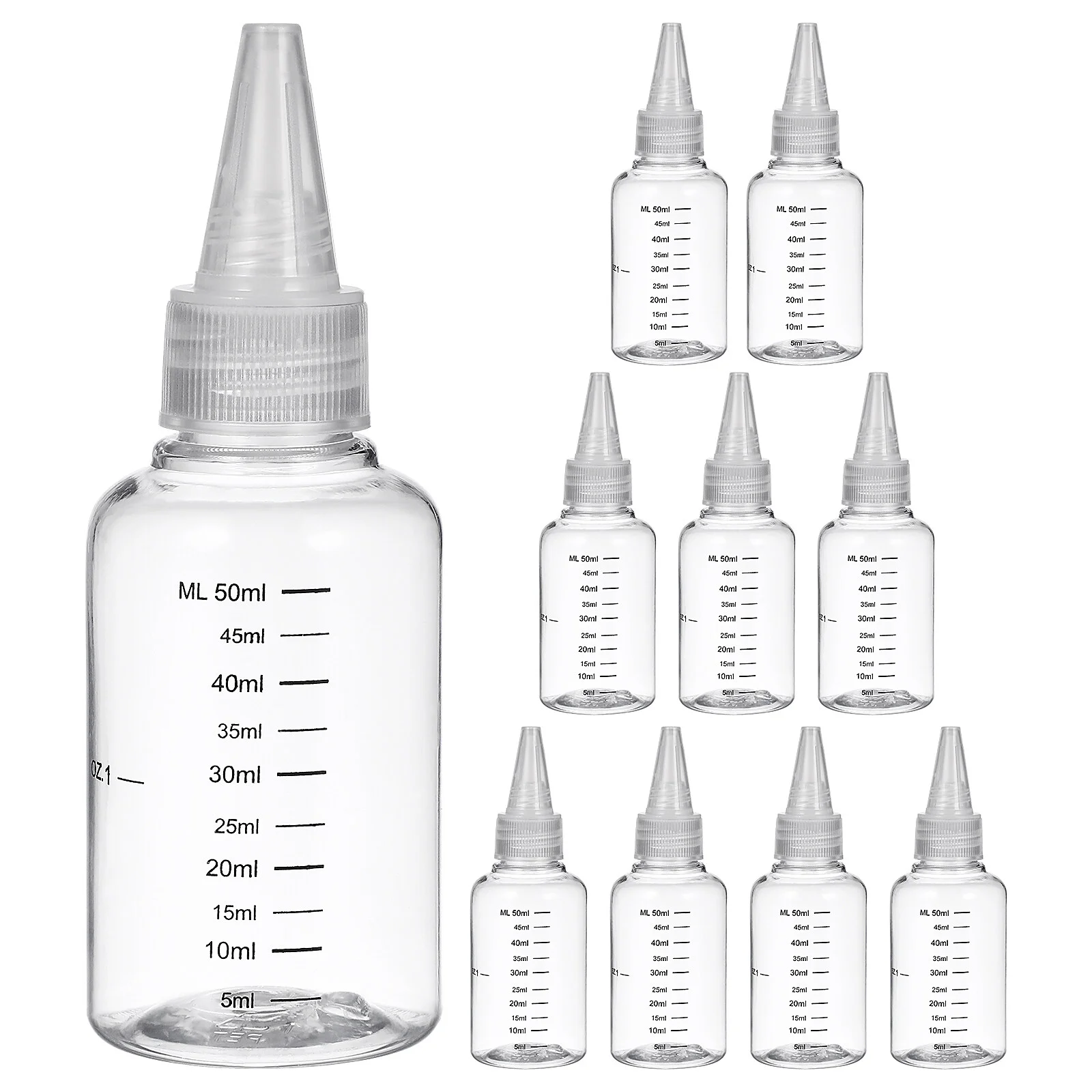 

10 Pcs Graduated Bottle Empty Squeeze Plastic Bottles Applicator Oil Hair Little Medicine Refillable Clear