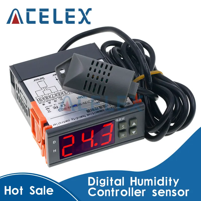 

Mini Digital Humidity Controller 1% ~ 99% RH 220V 10A Hygrometer Controller with Humidity Sensor PU Delay Protection Function