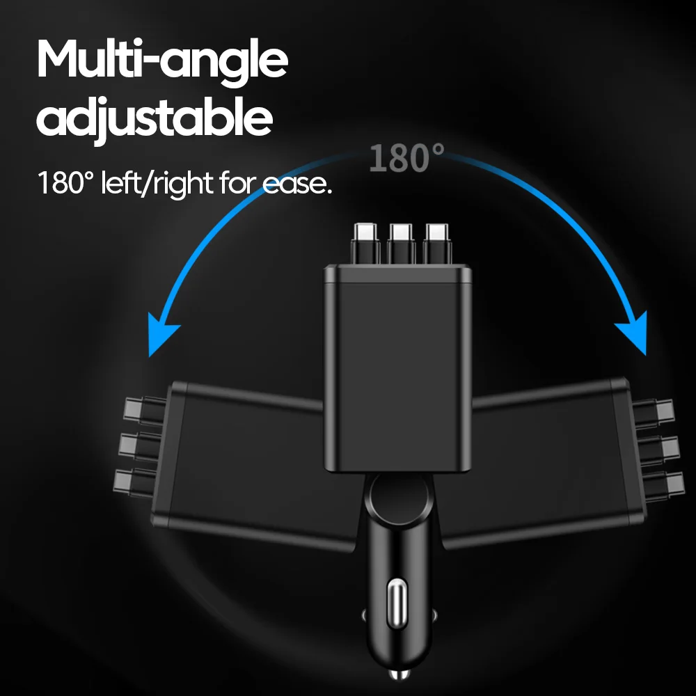 Фото Быстрое зарядное устройство для телефона 7 в 1, 148 Вт PD Type C, двойное USB-зарядное устройство для телефона, цифровой вольтметр с 3 выдвижными кабелями для IPhone Huawei №2