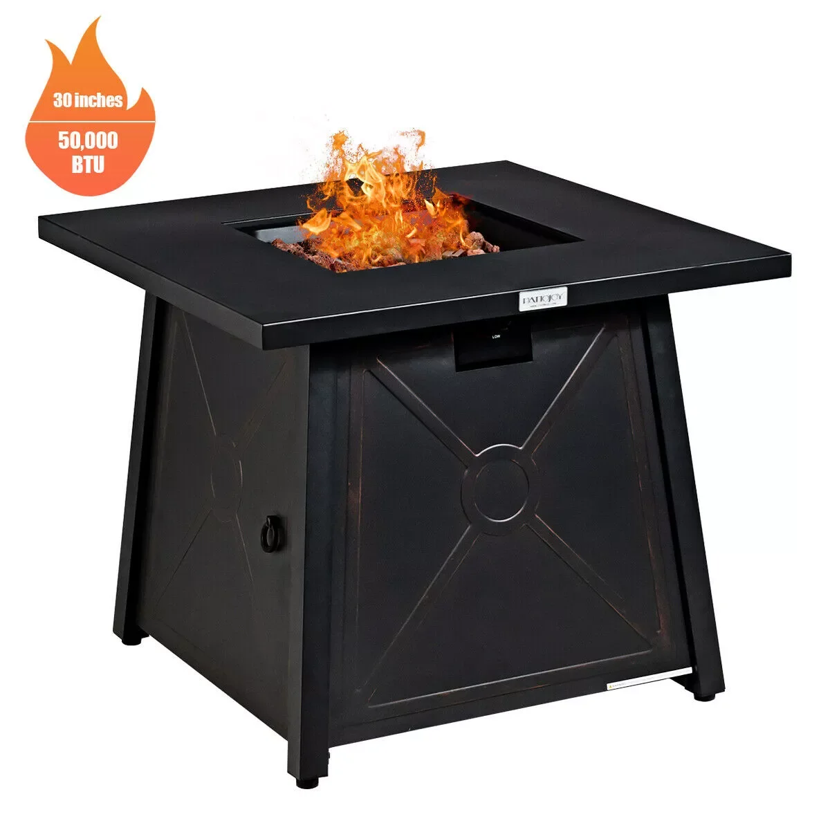 

30" Square Propane Gas Fire Pit Table 50,000 BTU W/ Waterproof Cover Lava Rock