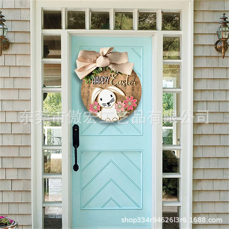 

Happy Easter Bunny Hanging Sign Decoration Easter Front Door Decoration Easter Decoration Bunny Wreath Easter