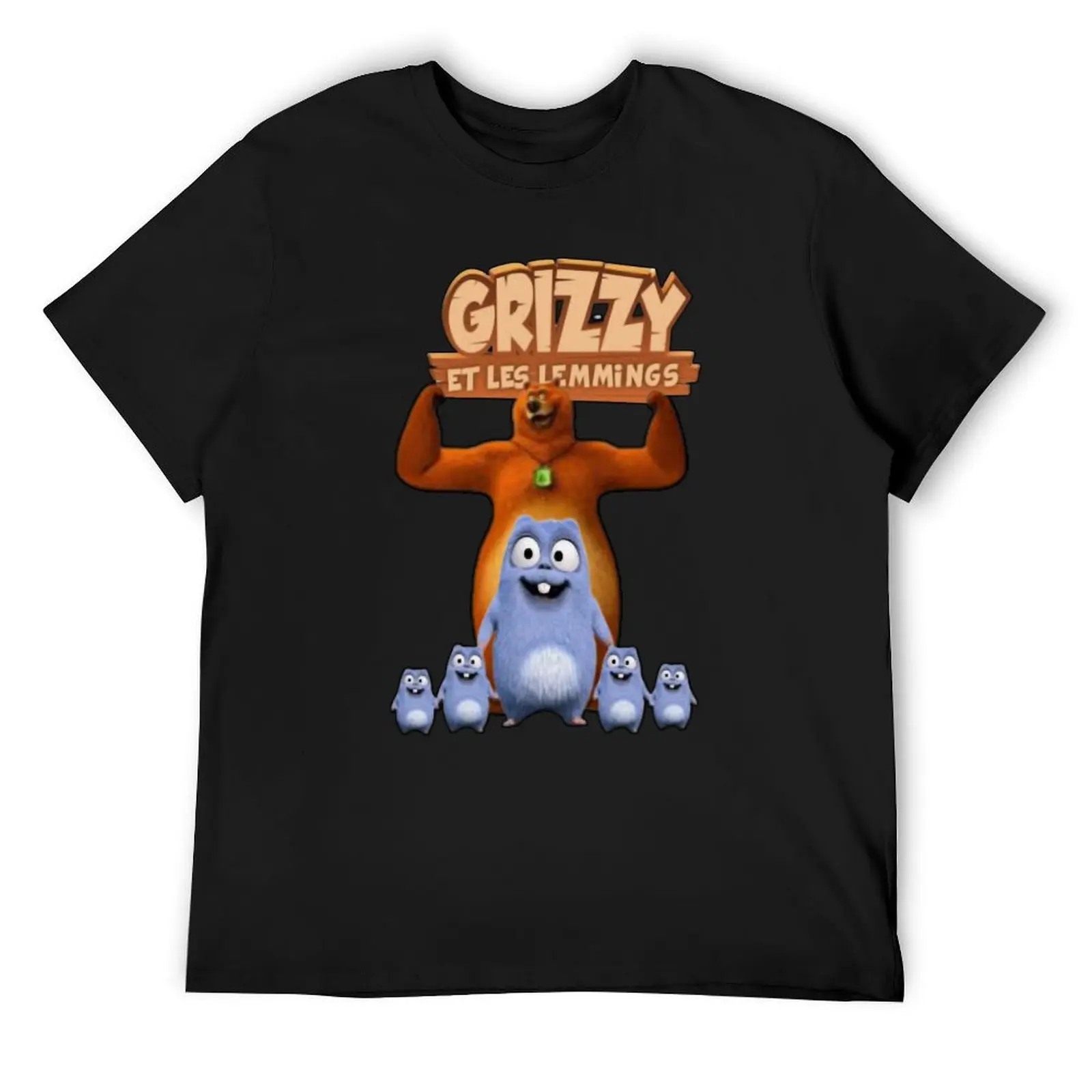 Футболка Гриззи и лемминги синие арховые тяжелые мужские однотонные футболки