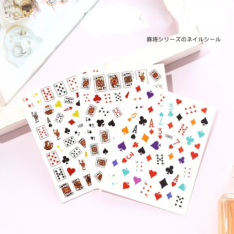 

3D Hearts Clubs And Spades Poker Nail Design Self-adhesive Sticker Decals Nails DIY Design For Nail Art Decorations Wraps
