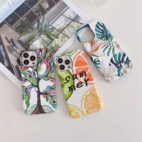cute painted summer fruit big tree leather female hard phone case for iphone 14 13 12 11 pro x max xr 7 8 plus back cover capa