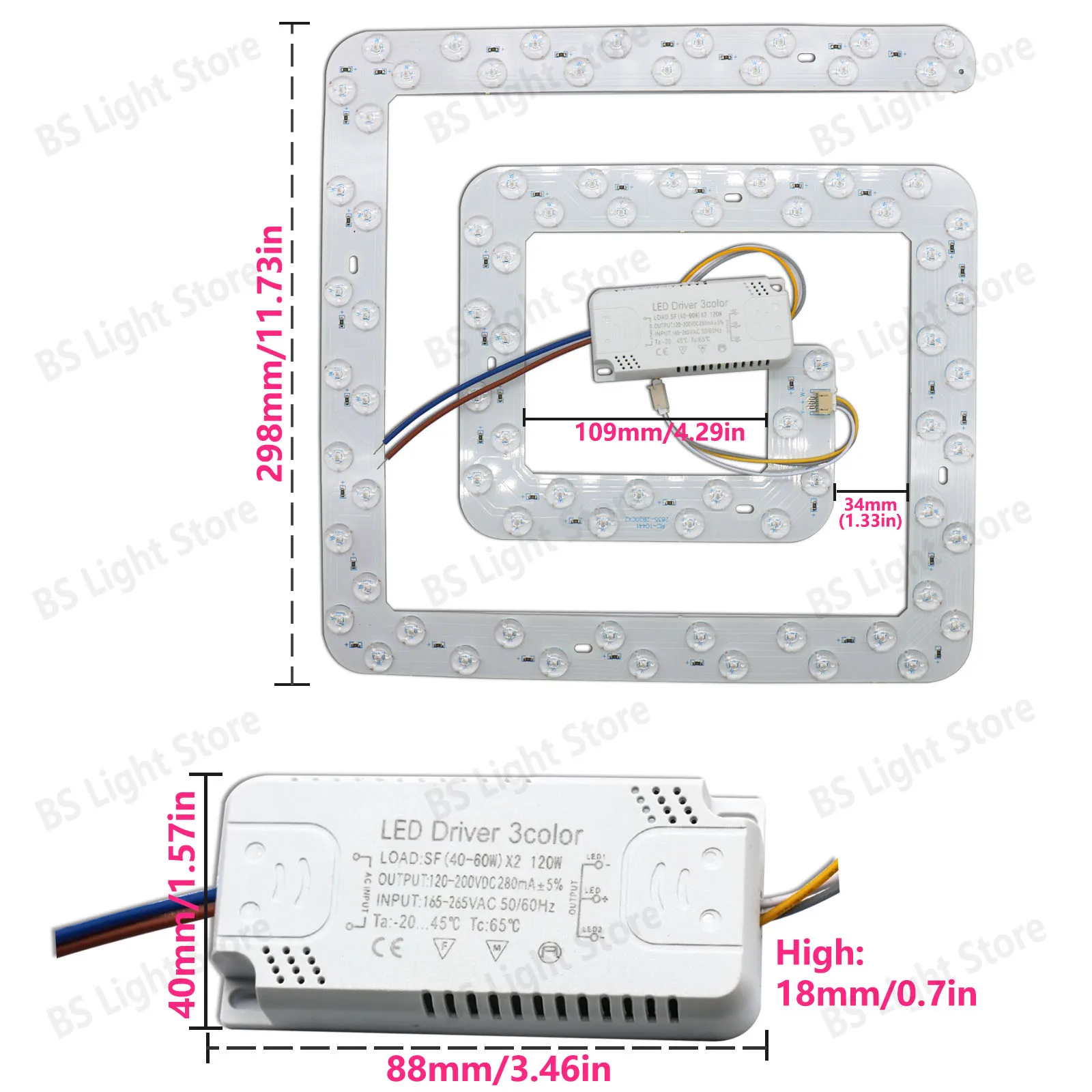 Фото 1/2 шт. Светодиодный модуль для потолочного освещения 220В 150Вт, мощный квадратный светодиодный источник света для потолочных светильников, даунлайтов, DIY. №3