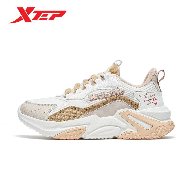 

Xtep Wear-Resistant Women's Chunky Sneakers Stability Casual Shoes Non-Slip Cozy Fuzz Sneakers 878418370003