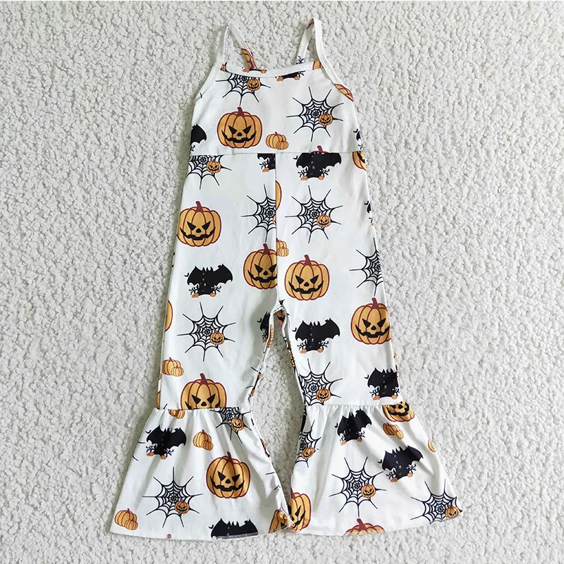 

Kids clothing girl jumpsuit children halloween clothes pumpkin bat print sleeveless baby girls jumpsuit comfortable kid jumpsuit