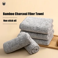 bamboo charcoal dishcloth microfiber kitchen towel absorbent non stick oil home cleaning dish cloth kitchen and household goods