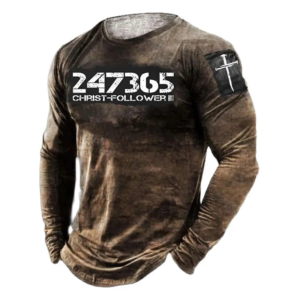 Футболка мужская свободного покроя винтажный Топ с длинным рукавом и 3D-принтом