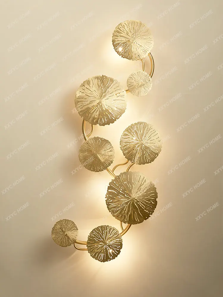 

Настенный светильник в китайском стиле, креативная медная лампа в виде листьев лотоса для гостиной, столовой, современный минималистичный светильник для спальни, коридора