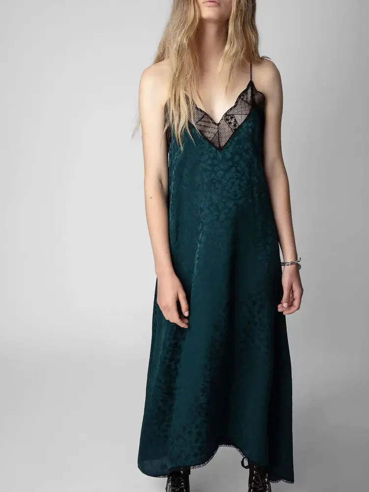 

Women Dresses 2022 Silk Leopard Jacquard Long Slip Dress