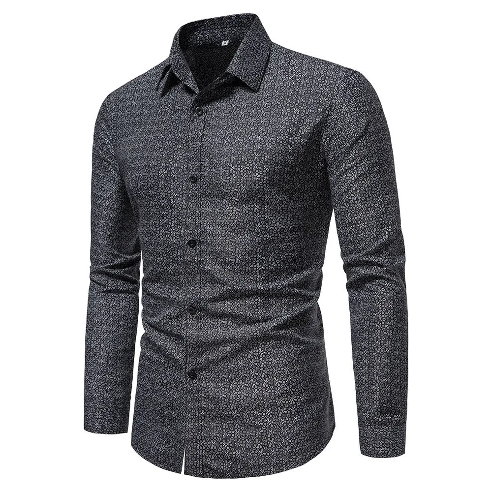 

New men's long-sleeved shirt European size fashionable slim lapel casual slim shirt men
