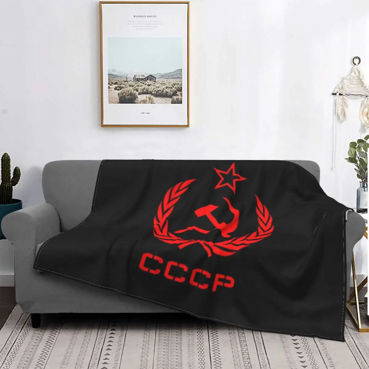 

Russian USSR Soviet Union Hammer And Sickle CCCP Communist Blanket Fleece Soft Flannel Throw Blankets for Bedding Sofa Office